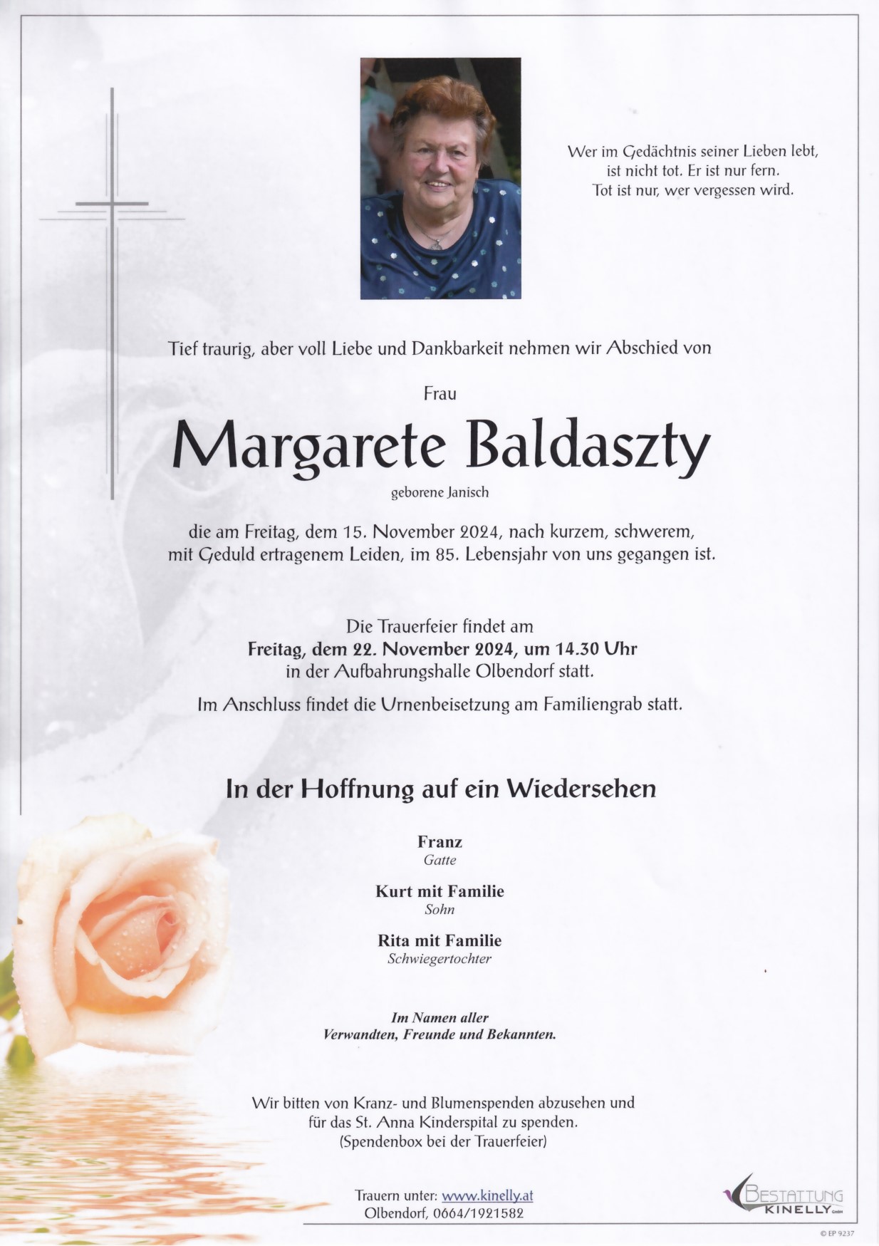 Margarete Baldaszty - Bestattung Kinelly