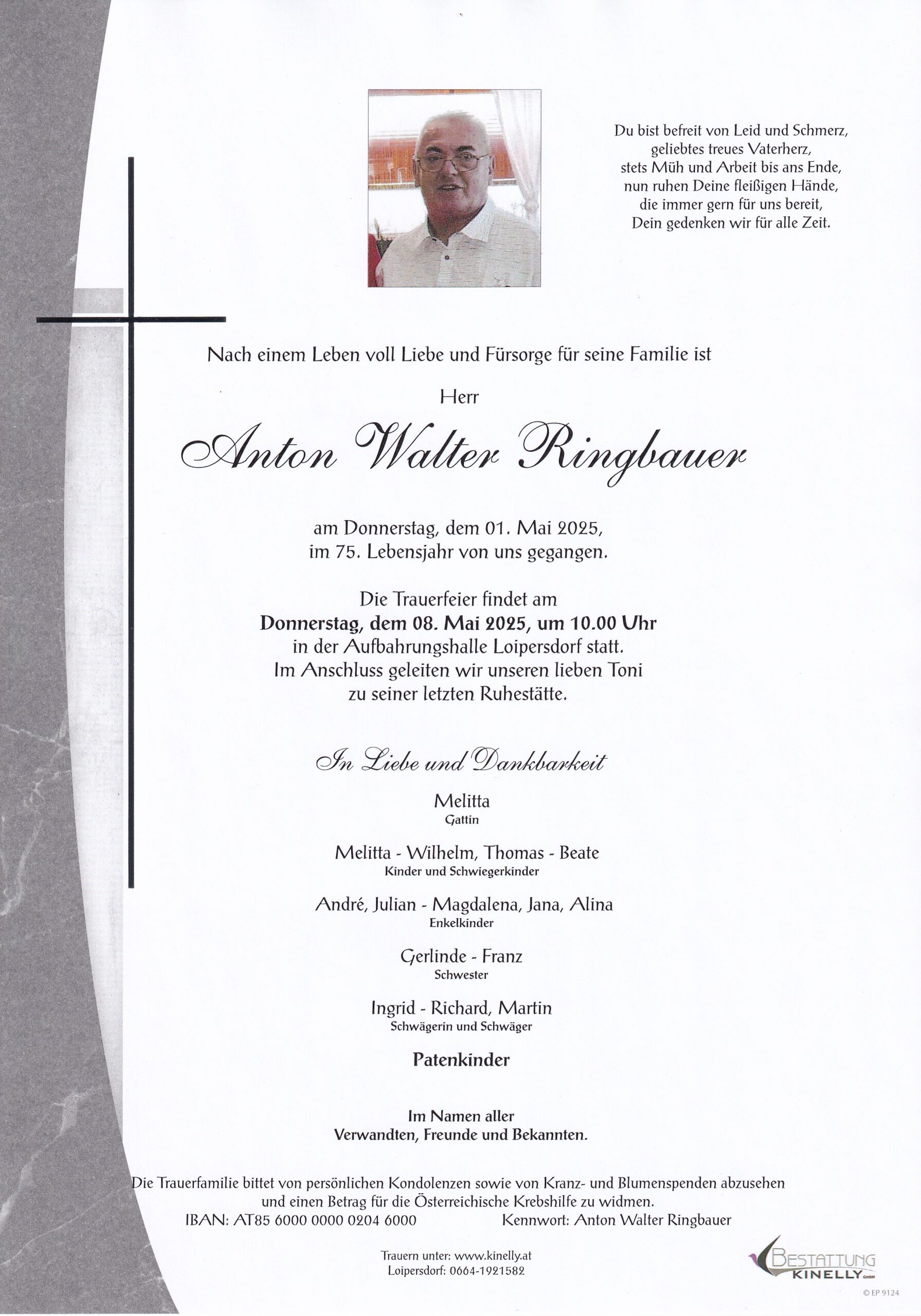 Anton Walter Ringbauer - Bestattung Kinelly
