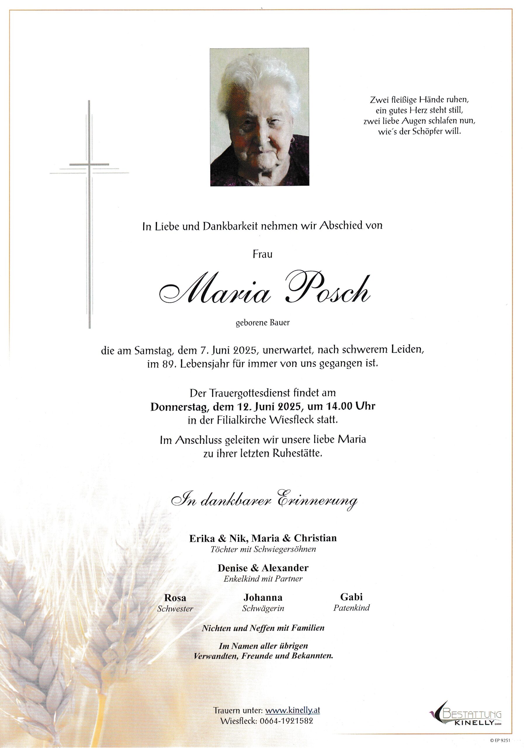 Maria Posch - Bestattung Kinelly