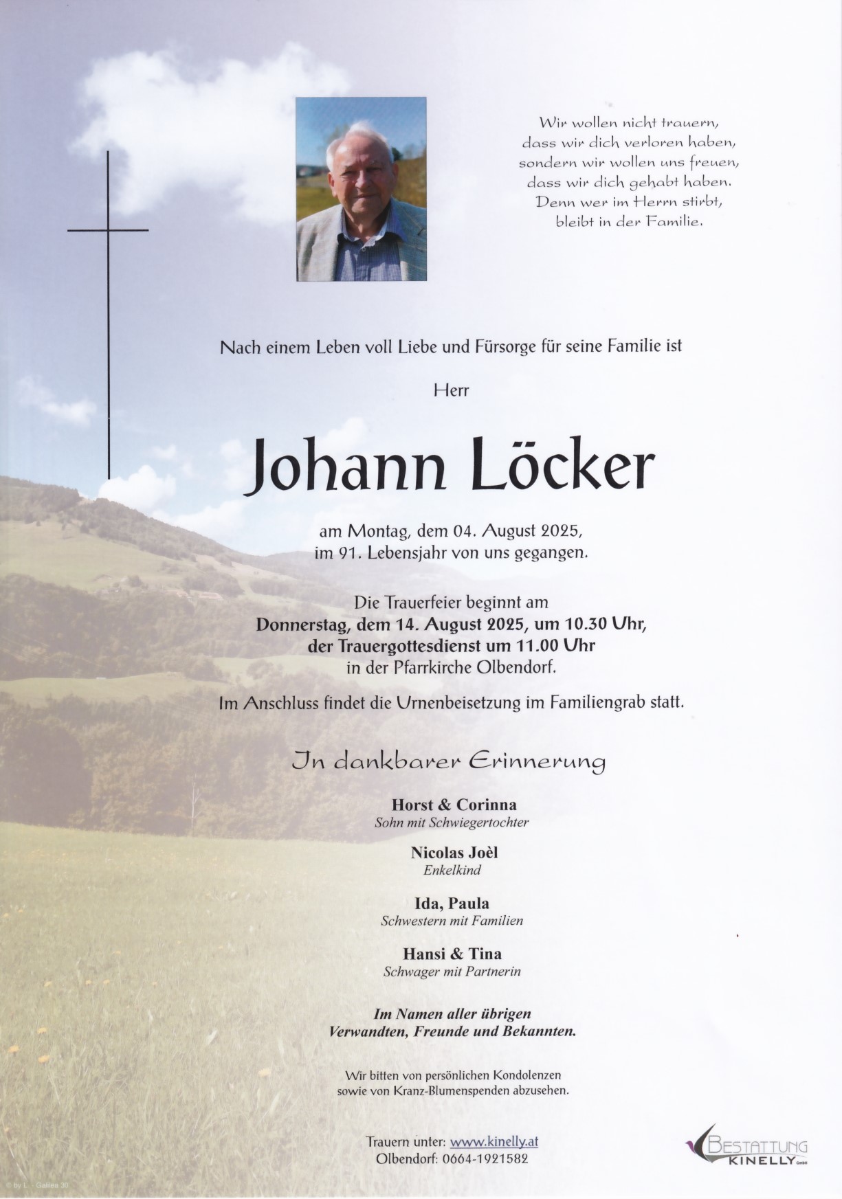 Johann Löcker - Bestattung Kinelly