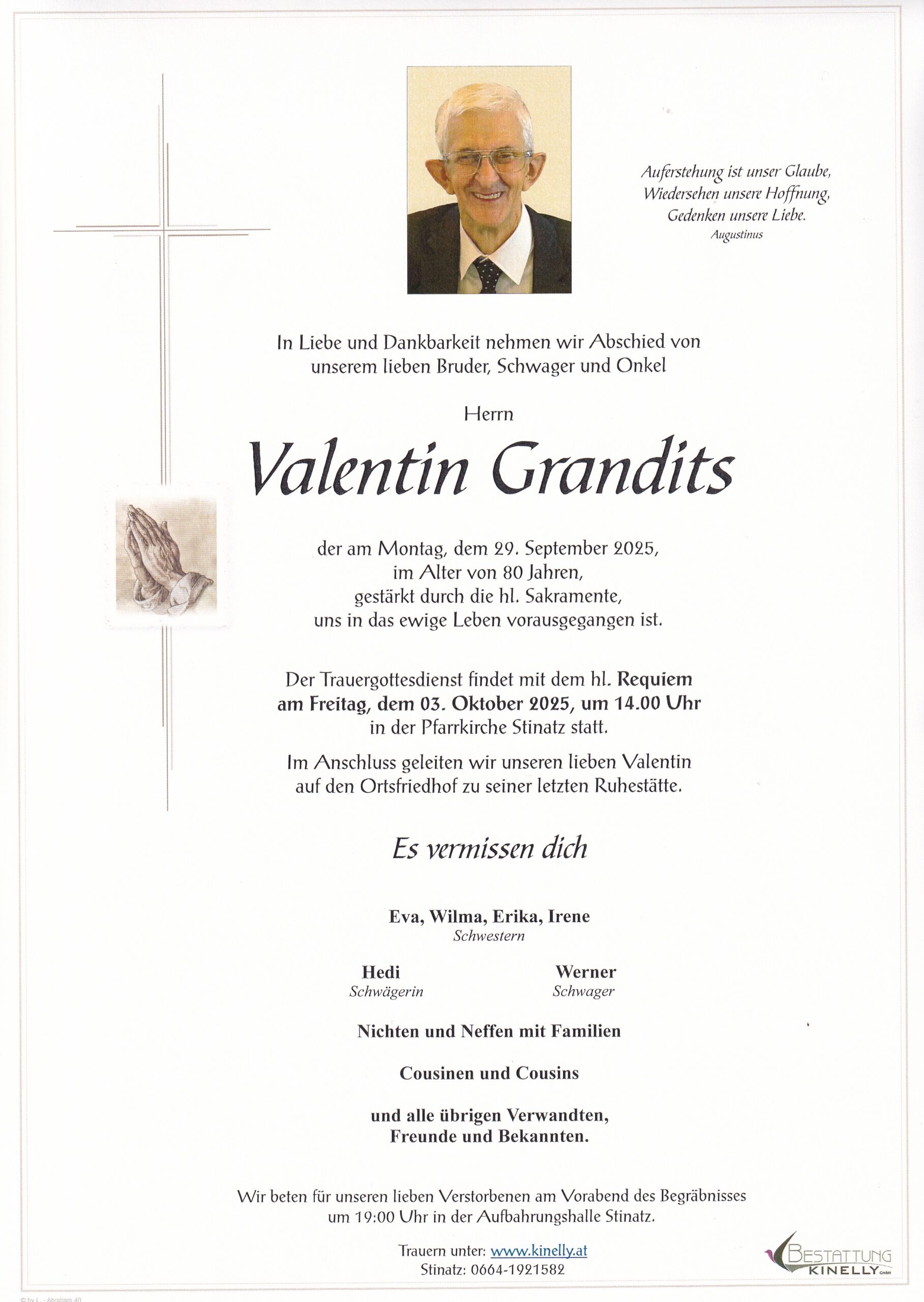 Valentin Grandits- Bestattung Kinelly