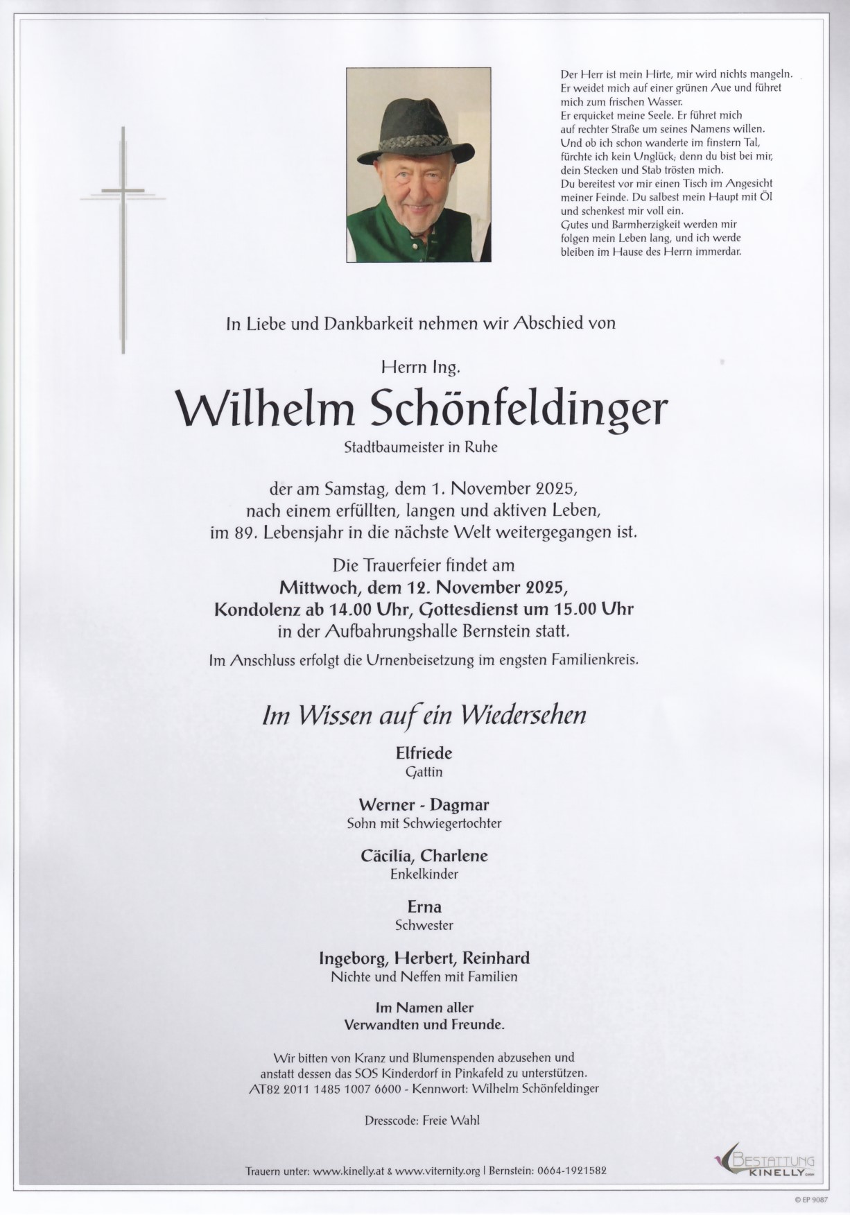 Bestattung Kinelly - Wilhelm Willi Schönfeldinger