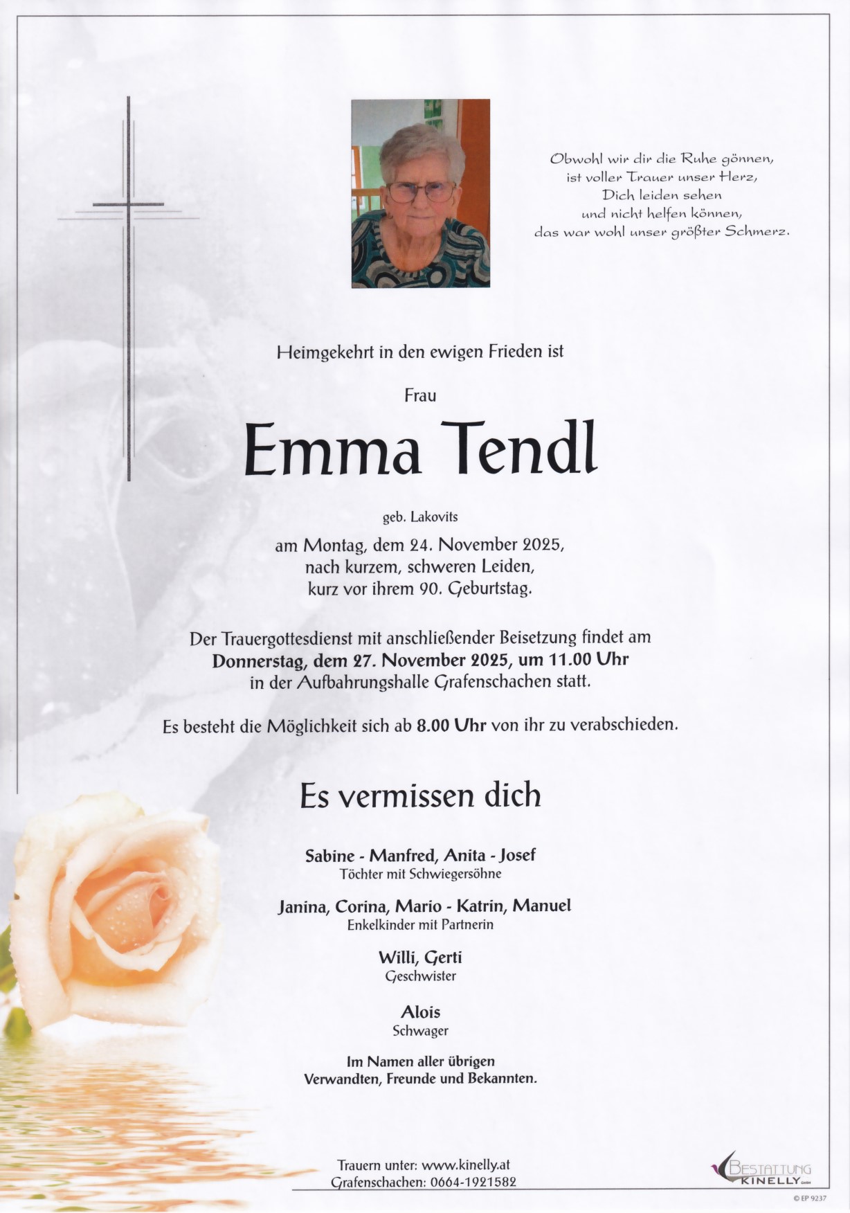 Emma Tendl - Bestattung Kinelly